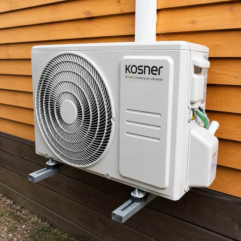 Unidad exterior Kosner sobre fachada de madera
